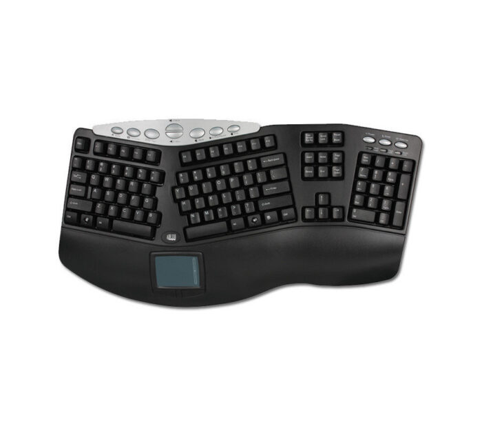 Adesso Tru-Form Pro 308 keyboard with built-in touchpad and ergonomic design.