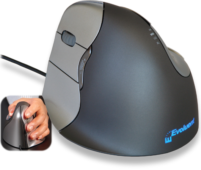 Evoluent VerticalMouse 4 being used by computer user